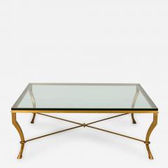 Mid Century Bronze and Clear Glass Hoof Foot Coffee Cocktail Table - 2796886