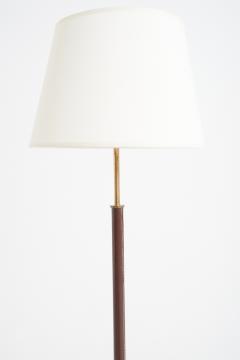 Mid Century Brown Faux Leather Floor Lamp - 3706103