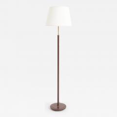 Mid Century Brown Faux Leather Floor Lamp - 3709325