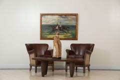 Mid Century Brown Leather Club Chairs - 4660343