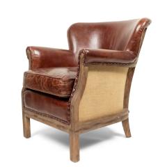 Mid Century Brown Leather Club Chairs - 4660345