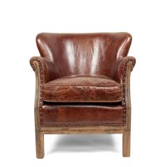 Mid Century Brown Leather Club Chairs - 4660346