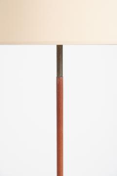Mid Century Brown Leather and Brass Floor lamp - 3664181