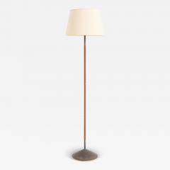 Mid Century Brown Leather and Brass Floor lamp - 3664824