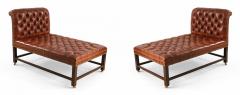 Mid Century Brown Tufted Leather Psychiatrist Couches - 2793653
