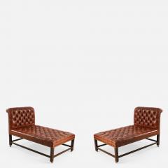 Mid Century Brown Tufted Leather Psychiatrist Couches - 2795037