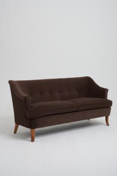 Mid Century Brown Velvet Sofa - 2876509