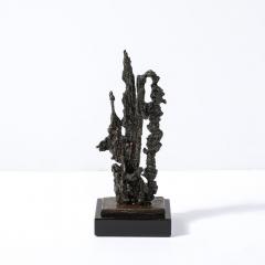 Mid Century Brutalist Abstract Organic Bronze Marble Sculpture signed Marion N - 3976251