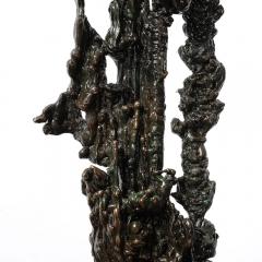 Mid Century Brutalist Abstract Organic Bronze Marble Sculpture signed Marion N - 3976259