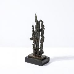 Mid Century Brutalist Abstract Organic Bronze Marble Sculpture signed Marion N - 3976327