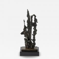 Mid Century Brutalist Abstract Organic Bronze Marble Sculpture signed Marion N - 3979007