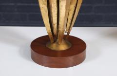 Mid Century Brutalist Flame Leaf Gilt Metal Table Lamps - 4196304
