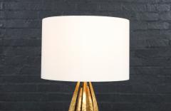 Mid Century Brutalist Flame Leaf Gilt Metal Table Lamps - 4196310