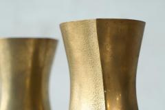 Mid Century Brutalist Pair of Candle Holders in Patinated Solid Brass 1970s - 4396341