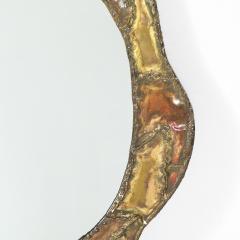 Mid Century Brutalist Textural Welded Brass Copper Bordered Signed Mirror - 4744954
