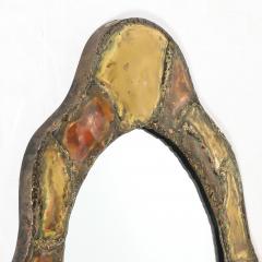 Mid Century Brutalist Textural Welded Brass Copper Bordered Signed Mirror - 4744956