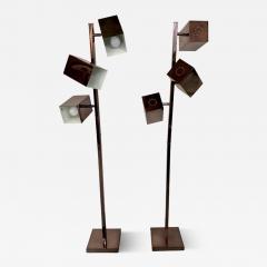 Mid Century Brutalist Three Light Copper Floor Lamp a Pair - 3257116