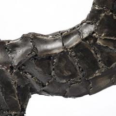 Mid Century Brutalist Welded Bronze Sculpture of a Leaping Goat on Wood Base - 4377158