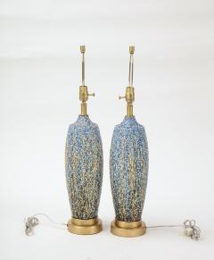 Mid Century Bubble Glazed Porcelain Lamps - 1992533