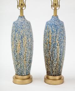 Mid Century Bubble Glazed Porcelain Lamps - 1992537