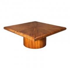 Mid Century Bullnose Edge Tiger Wood Coffee Table 1970 - 3595784