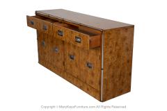 Mid Century Burl Wood Sideboard Credenza Bar Cabinet Media Console - 3896242