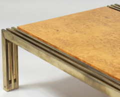 Mid Century Burl Wood and Brass Coffee Table - 4160224
