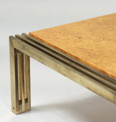 Mid Century Burl Wood and Brass Coffee Table - 4160227