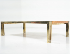 Mid Century Burl Wood and Brass Coffee Table - 4160228