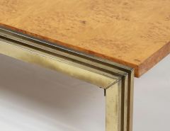 Mid Century Burl Wood and Brass Coffee Table - 4160229