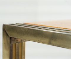 Mid Century Burl Wood and Brass Coffee Table - 4160230
