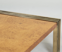 Mid Century Burl Wood and Brass Coffee Table - 4160231