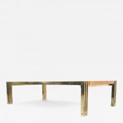 Mid Century Burl Wood and Brass Coffee Table - 4160391