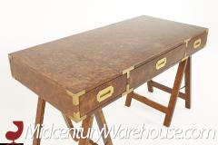 Mid Century Burlwood Campaign Sawhorse Desk - 2361797