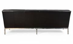 Mid Century Button Tufted Black Leather Armless 3 Seat Sofa - 4660335