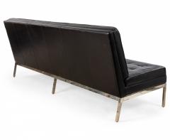 Mid Century Button Tufted Black Leather Armless 3 Seat Sofa - 4660336
