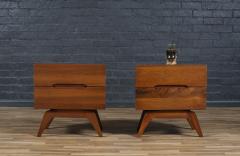 Mid Century Californian Modern Sculpted Walnut Night Stands - 4201974