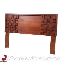 Mid Century Canadian Brutalist Walnut Queen Headboard - 3687929