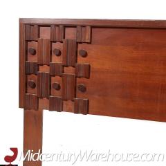 Mid Century Canadian Brutalist Walnut Queen Headboard - 3687930