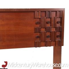 Mid Century Canadian Brutalist Walnut Queen Headboard - 3687931