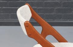 Mid Century Canadian Modern Sculpted Teak Tweed Dining Chairs - 4567971