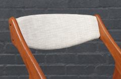 Mid Century Canadian Modern Sculpted Teak Tweed Dining Chairs - 4567972