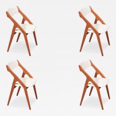 Mid Century Canadian Modern Sculpted Teak Tweed Dining Chairs - 4568846