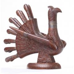 Mid Century Carved Wooden Figural Turkey Carving Set - 953260