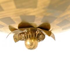 Mid Century Ceiling Lamp in Brass Glass with Spring Decorations Finland 1950s - 4597230