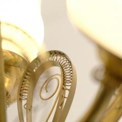 Mid Century Ceiling Lamp in Brass Glass with Spring Decorations Finland 1950s - 4597231