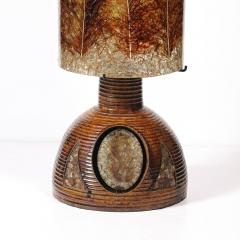 Mid Century Ceramic Table Lamp W Naturalist Resin Shade Illuminated Cutout - 4376987