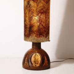 Mid Century Ceramic Table Lamp W Naturalist Resin Shade Illuminated Cutout - 4376990