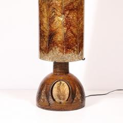 Mid Century Ceramic Table Lamp W Naturalist Resin Shade Illuminated Cutout - 4376995