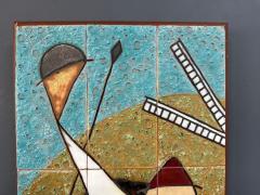 Mid Century Ceramic Tile Wall Plaque of Don Quixote by Danos Greece 1960s - 4286511
